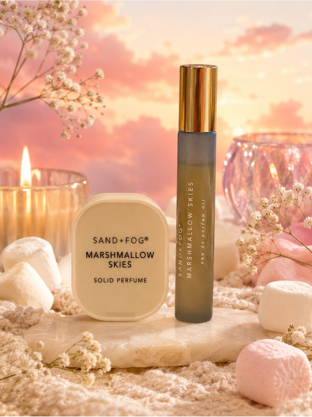Sand+Fog Marshmallow Skies .10 Solid Perfume & Oil Rollerball .33 oz 4 layering